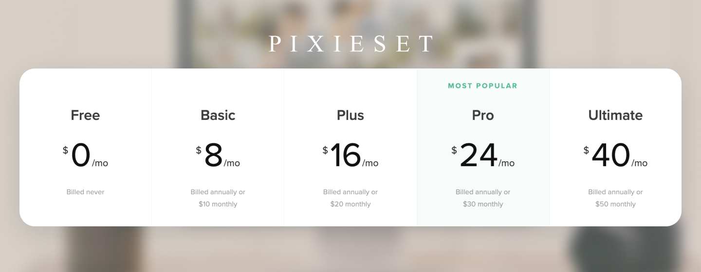 Pricing details and plans of Pixieset (pixieset.com)