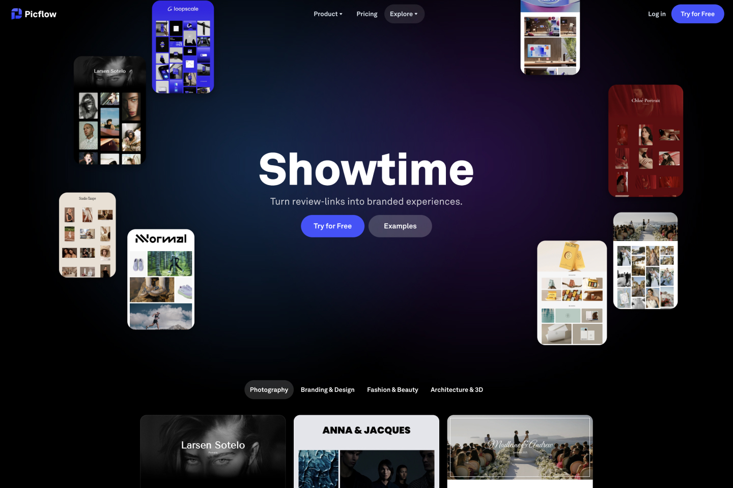 Picflow Showcase Page with Gallery Design Examples
