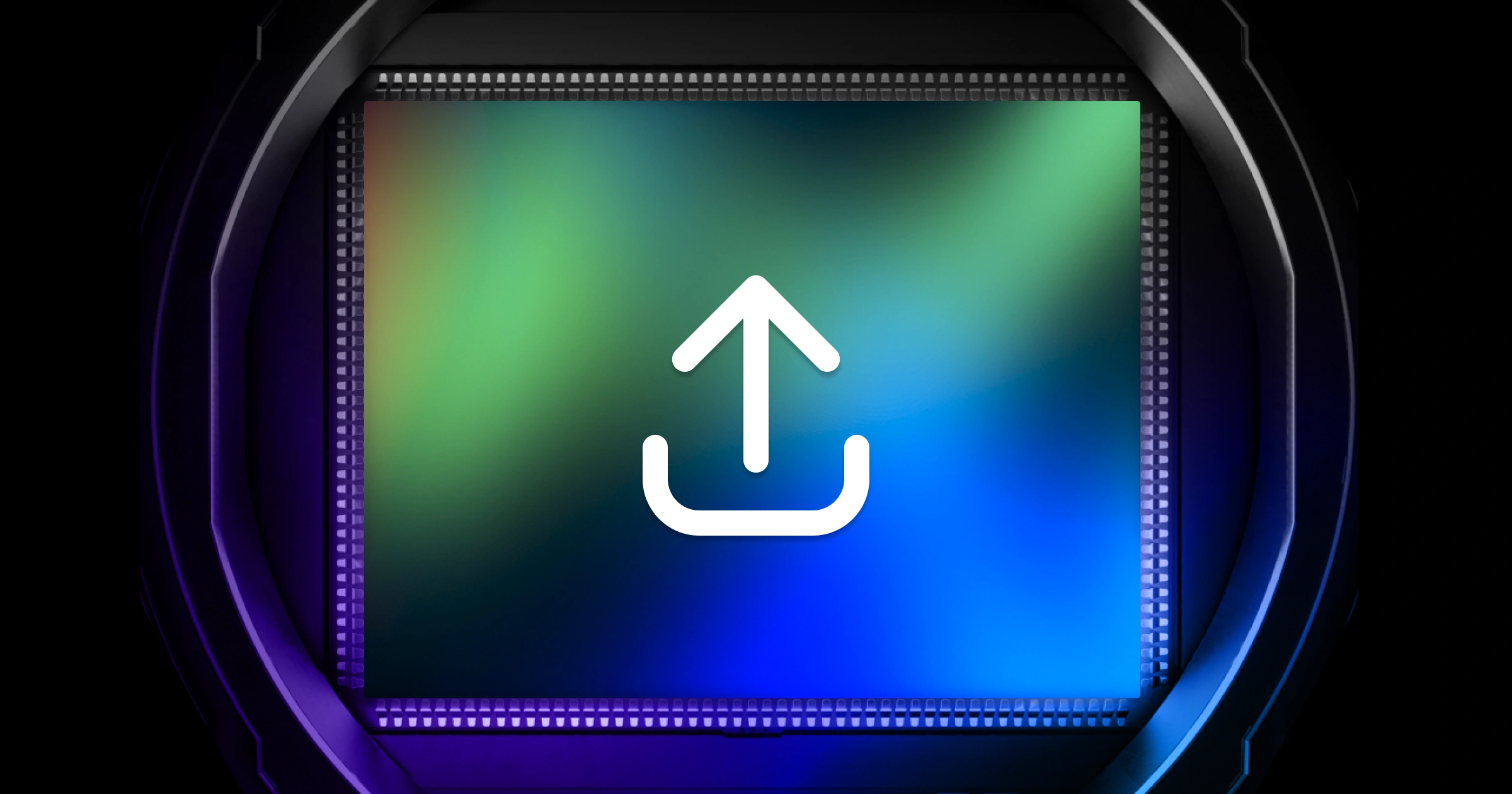 Camera Lens Sensor and an overlayed Upload Icon