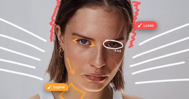 Various annotations on a female portrait